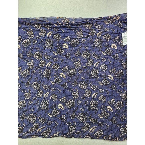 NEW Banana Republic Factory Women OS Long Rectangle Scarf Navy Floral Fringe - Picture 8 of 9